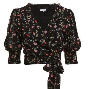GANNI Georgette Floral Wrap Top- Size 4